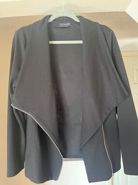 Black Draped Open-Front Jacket